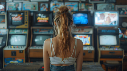 Wall Mural - woman at arcades center 