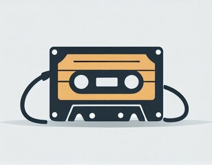 audio cassette music, vector picture on a white background, logo