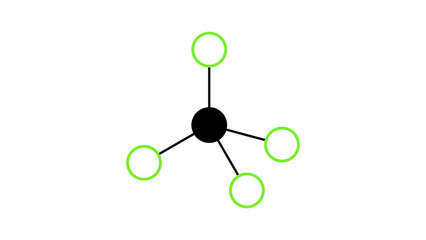 Wall Mural - carbon tetrafluoride molecule, structural chemical formula, ball-and-stick model, isolated image simplest perfluorocarbon