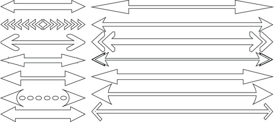 Wall Mural - double head arrow line art in various styles for infographics, presentations, and design projects. d