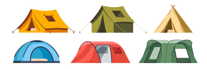 camp tent vector. different camping tents
