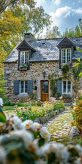 Sticker - Stone Cottage in a Verdant Garden