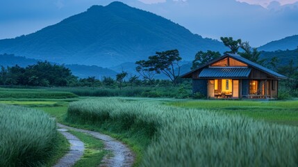 Sticker - A Tranquil Escape Wooden House Nestled in Nature