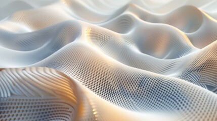 Futuristic white parametric landscape with soft lighting