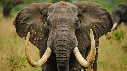 A close-up of an elephant's face, showing its wrinkled skin and expressive eyes