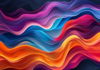 Canvas Print - Vibrant Multicolored Fractal Wavy Background