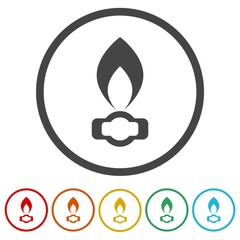 Canvas Print - Gas flame simple icon. Set icons in color circle buttons