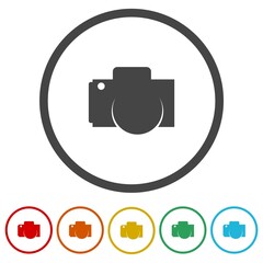 Canvas Print - Photo camera simple icon. Set icons in color circle buttons