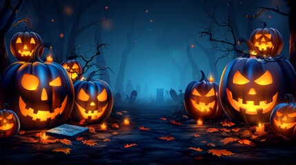 Draw a spooky graveyard scene with tombstones, skeletons, and ghostly figures lurking among the misty graves on Halloween night.