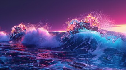 Wall Mural - Big Neon Wave Background