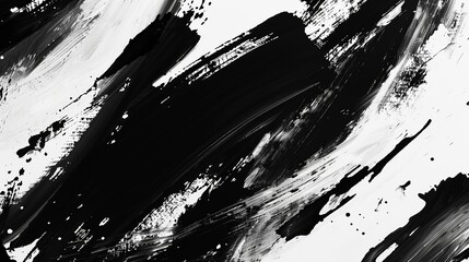 Black and white abstract paint brush wallpaper. 4k background with paint splatters, brushstrokes, clean minimal textured wallpaper