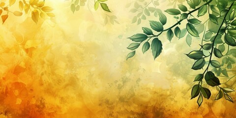 Wall Mural - Watercolor Green Leaves Illustration