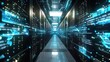 © Leafart - Corridor data server room of cloud computing technology. Generated AI image