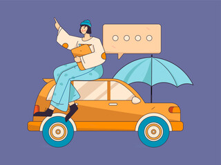 Buy insurance for car flat character vector concept operation illustration
