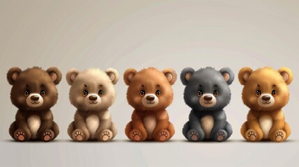 A collection of cute Teddy bear cartoons on a white background. Modern illustration