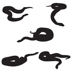 Wall Mural - Set of Python Snake Silhouette Vector Illustration