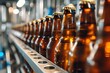 © Boraryn - Brown glass beer drink alcohol bottles, brewery conveyor, modern production line