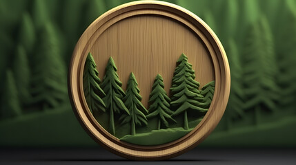 Canvas Print - Forest icon wood 3d