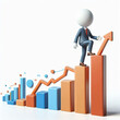 © karenfoleyphoto - 3D cartoon businessman on bar chart