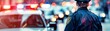© vlabcolor - Police officer in uniform, directing traffic on a busy street, authoritative and vigilant, ideal for law enforcement and public safety themes, isolated white background.