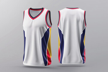 white basketball jersey template for team club, jersey sport, front and back, sleeveless tank top shirt