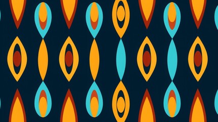 Sticker - Vibrant geometric pattern with abstract, colorful shapes and bold lines in blue, orange, and red on a dark background. Perfect for modern design.