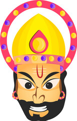 Wall Mural - Dussehra festival Character of Ravan Cartoon Vector Png Illustration.