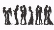 © wasan - Vector silhouette set of people in various poses on a white background