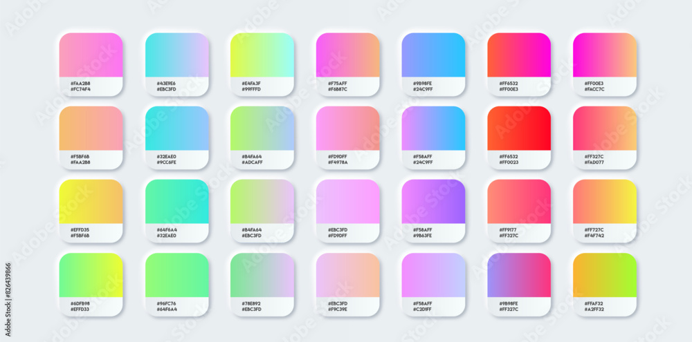 Vector color gradient set. Color Palette Catalog Samples in RGB or HEX ...