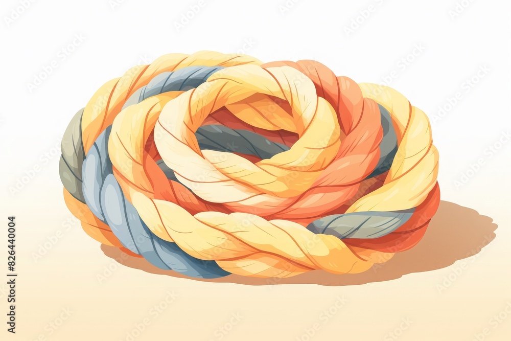 Tisted Rope Draw Colorful hand-drawn twisted rope elements creating an intricate loop on ...