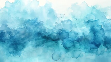 Wall Mural - Blue abstract watercolor painting.