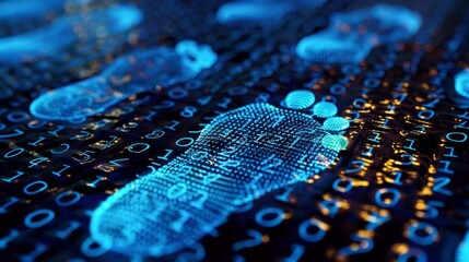 binary footprints in cyberspace digital security concept illustration