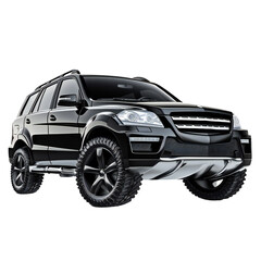 Black luxury SUV isolated on transparent background