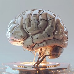 Wall Mural - human brain vs ai technologies, neuroscience