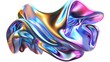 © Eireen - Background with fluid smooth chrome liquid texture wavy shape isolated on white, motion holographic effect