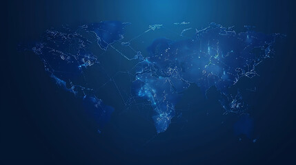 Poster - A glowing blue network of interconnected dots and lines on a dark blue background.
