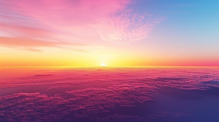 Wall Mural - Sky Gradients Sunset: A 3D illustration capturing the gradient of colors in the sky during sunset