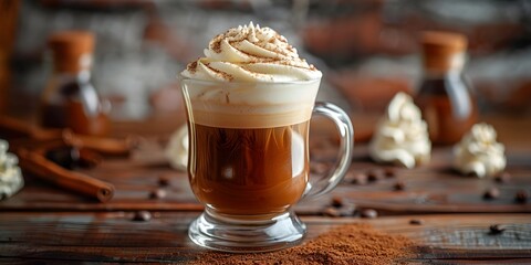 Cozy Irish Coffee in Glass Mug with Whipped Cream in Casual Pub Atmosphere