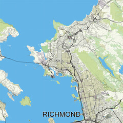 Wall Mural - Richmond, California, USA map poster art