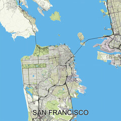 Wall Mural - San Francisco, California, USA map poster art