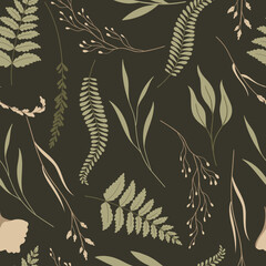 Wall Mural - Vector seamless pattern with plants