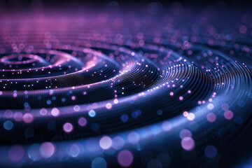 Fototapete - Isometric pattern of heartbeat lines forming concentric circles, symbolizing pulsating energy,