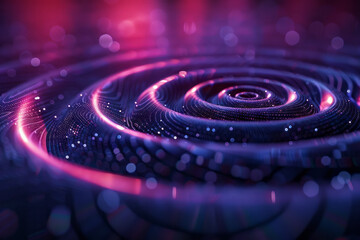 Fototapete - Isometric pattern of heartbeat lines forming concentric circles, symbolizing pulsating energy,
