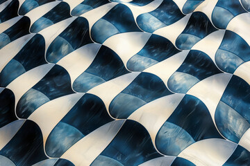 Fototapete - Abstract seamless background of heartbeat shapes in a checkerboard pattern, emphasizing balance,
