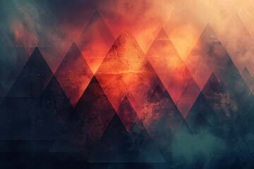 Fototapete - Abstract seamless background of heartbeat shapes forming overlapping triangles, suggesting energy and balance,