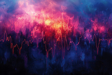 Poster - Abstract seamless background of heartbeat shapes forming a grid, emphasizing structure and uniformity,