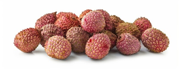 Wall Mural - Lychee fruit with its unique rough texture, isolated on white background, perfect for exotic fruit showcases, clean and detailed, ample space for text