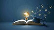 © Wajid - E-learning graduate certificate program concept lightbulb on the book with graduation hat and education icons Internet education course degree Idea of learning online class