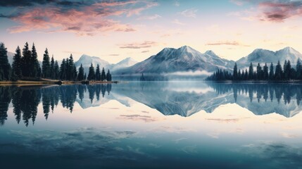 Wall Mural - sunrise over the lake