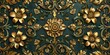 © Thares2020 - Opulent Baroque Gold and Green Floral Pattern Concept with Detailed Flourishes and Rich Tones